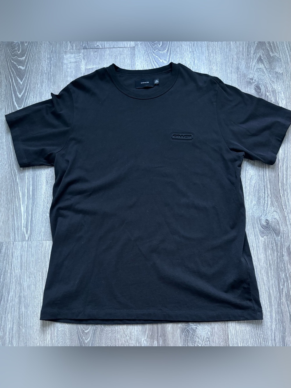Coach Men’s Black Embossed Logo Crewneck Tee Size L